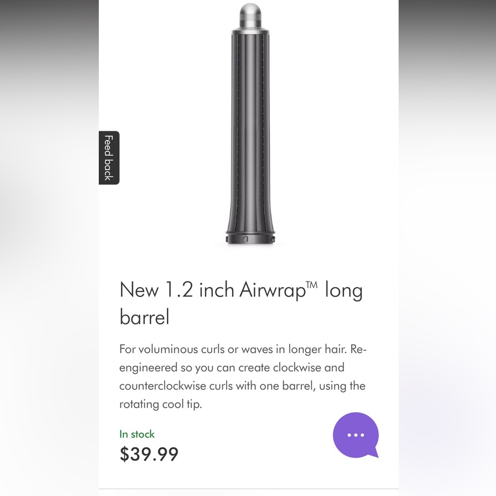 Dyson Airwrap 1.2 in long barrel